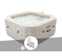 Kit spa gonflable Intex PureSpa Chevron carré Bulles 4 places + Porte-verre