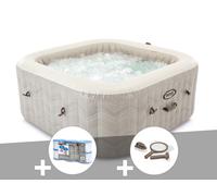 Kit spa gonflable Intex PureSpa Chevron carré Bulles 6 places + 6 filtres + Kit d'entretien