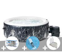 Kit spa gonflable Intex PureSpa Galaxie rond Bulles avec LED 4 places + 6 filtres + Aspirateur + Porte-verre