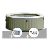 Kit spa gonflable Intex PureSpa Olive rond Bulles 4 places + 6 filtres + Kit d'entretien