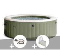 Kit spa gonflable Intex PureSpa Olive rond Bulles 4 places + Kit d'entretien + Porte-verre