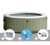 Kit spa gonflable Intex PureSpa Olive rond Bulles 6 places + 6 filtres + Aspirateur + Kit d'entretien
