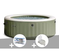 Kit spa gonflable Intex PureSpa Olive rond Bulles 6 places + 6 filtres + Porte-verre