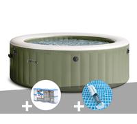 Kit spa gonflable Intex PureSpa Olive rond Bulles 8 places + 6 filtres + Aspirateur
