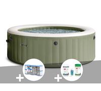 Kit spa gonflable Intex PureSpa Olive rond Bulles 8 places + 6 filtres + Kit de traitement brome