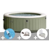 Kit spa gonflable Intex PureSpa Olive rond Bulles 8 places + Aspirateur + Kit d'entretien + Porte-verre