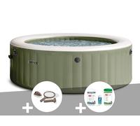 Kit spa gonflable Intex PureSpa Olive rond Bulles 8 places + Kit d'entretien + Kit de traitement brome