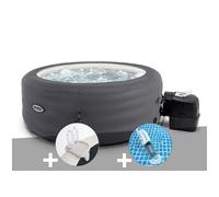 Kit spa gonflable Intex PureSpa Access rond Bulles 4 places + Porte-verre + Aspirateur