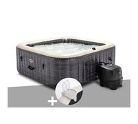 Kit spa gonflable PureSpa Ardoise carré Bulles 6 places + Porte-verre