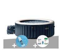 Kit spa gonflable PureSpa Blue Navy rond bulles 6 places avec aspirateur et kit traitement brome