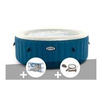 Kit spa gonflable Intex PureSpa Blue One rond Bulles 2/4 places + 6 filtres + Kit d'entretien