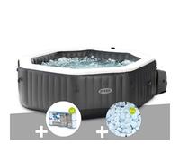 Kit spa gonflable PureSpa Carbone octogonal Bulles et Jets 4 places + 12 filtres + 5 kg de sel