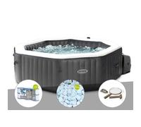 Kit spa gonflable PureSpa Carbone octogonal Bulles et Jets 4 places + 12 filtres + 5 kg de sel + Kit d'entretien