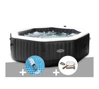 Kit spa gonflable Intex PureSpa Carbone octogonal Bulles et Jets 6 places + Aspirateur + Kit d'entretien