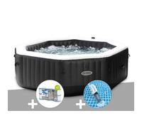 Kit spa gonflable Intex PureSpa Carbone octogonal Bulles et Jets 6 places + 12 filtres + Aspirateur