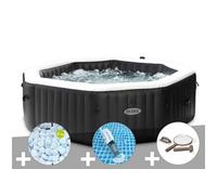 Kit spa gonflable Intex PureSpa Carbone octogonal Bulles et Jets 6 places + 5 kg de sel + Aspirateur + Kit d'entretien
