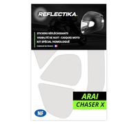 Kit Spécial Autocollants Stickers Réfléchissants pour Casque Moto Arai Chaster X - Adhésif Blanc de Signalisation Homologués Normes Française - Visibilité de Nuit