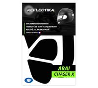 Kit Spécial Autocollants Stickers Réfléchissants pour Casque Moto Arai Chaster X - Adhésif Noir de Signalisation Homologués Normes Française - Visibilité de Nuit