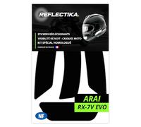 Kit Spécial Autocollants Stickers Réfléchissants pour Casque Moto Arai RX-7V Evo - Adhésif Noir de Signalisation Homologués Normes Française - Visibilité de Nuit