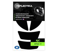 Kit Spécial Autocollants Stickers Réfléchissants pour Casque Moto HJC RPHA 11 - Adhésif Noir de Signalisation Homologués Normes Française - Visibilité de Nuit