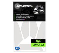 Kit Spécial Autocollants Stickers Réfléchissants pour Casque Moto HJC RPHA 12 - Adhésif Blanc de Signalisation Homologués Normes Française - Visibilité de Nuit