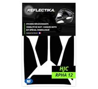 Kit Spécial Autocollants Stickers Réfléchissants pour Casque Moto HJC RPHA 12 - Adhésif Noir de Signalisation Homologués Normes Française - Visibilité de Nuit