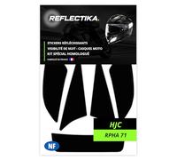 Kit Spécial Autocollants Stickers Réfléchissants pour Casque Moto HJC RPHA 71 - Adhésif Noir de Signalisation Homologués Normes Française - Visibilité de Nuit