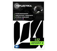 Kit Spécial Autocollants Stickers Réfléchissants pour Casque Moto LS2 Advant X - Adhésif Noir de Signalisation Homologués Normes Française - Visibilité de Nuit