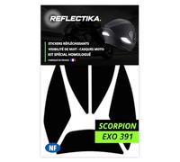 Kit Spécial Autocollants Stickers Réfléchissants pour Casque Moto Scorpion EXO 391 - Adhésif Noir de Signalisation Homologués Normes Française - Visibilité de Nuit