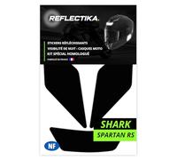 Kit Spécial Autocollants Stickers Réfléchissants pour Casque Moto Shark Spartan RS - Adhésif Noir de Signalisation Homologués Normes Française - Visibilité de Nuit
