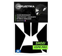 Kit Spécial Autocollants Stickers Réfléchissants pour Casque Moto SHOEI XSPR Pro - Adhésif Noir de Signalisation Homologués Normes Française - Visibilité de Nuit