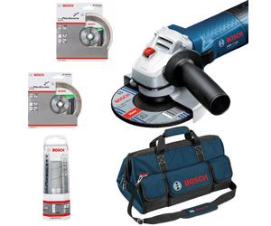 Kit spécial carrelleur BOSCH - meuleuse GWS 7-125 + 2 disques diamant + 1 sac de transport - 06159975H2