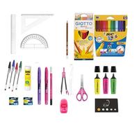 Kit Spécial Collège Fournitures Scolaires 22 Pièces + 1 Index Adhésif Blumie (Rose)