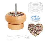 Kit spinner de perles, bol spinner de perles en bois d'argile pour bijoux, kit de perles de taille avec plateaux à changement rapide, aiguilles à perles à grand chas et perles de taille ainsi que des