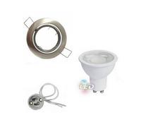 Kit Spot LED GU10 encastrable 8W Orientable Rond - Unité/Blanc Neutre 4000K - 5500K / Inox