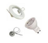 Kit Spot LED GU10 encastrable Rond Blanc avec une ampoule 8W - Blanc Chaud 2300K - 3500K