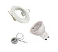 Kit Spot LED GU10 encastrable Rond Blanc avec une ampoule 8W - Blanc Chaud 2300K - 3500K - SILAMP