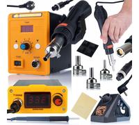 Kit station de soudage avec pannes T12 Rosfix Orange Akbash T12OAS Electric PRO + station de soudage à air chaud Rosfix 858D + kit avec 3 buses