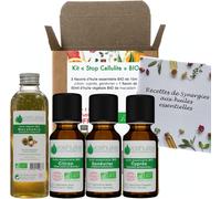 Kit Stop Cellulite - 3 Huiles Essentielles + 1 Végétale Bio - 100% Pure Et Naturelle - Hebbd, Ecocert - Cyprès, Citron, Genévrier, Macadamia - Massage - 3x10ml, 1x50ml