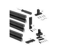 Emuca Kit structure modulaire Zero ferrures/profils, montage sol/mur, triple, peint noir texturé G