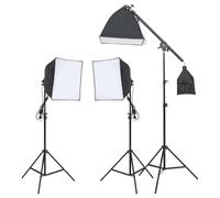 Kit studio photo avec 3 boîtes à lumière LED, 3 trépieds en aluminium, lumière continue 5600 K, fond en coton, sacs de transport, intensité variable pour photographie, vidéo, streaming, vlog, portrait
