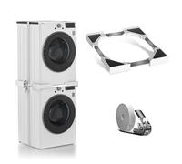 Kit Superposition Lave Linge Seche Linge Universel,Support Machine a Laver Seche Linge avec Sangle a Cliquet,Cadre Intermédiaire pour Laver pour 48-69cm