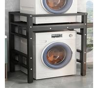 Kit Superposition Machine à Laver Sèche-Linge, capacité de charge de 500 kg, Structure Acier 4x4cm Renforcée, Pieds Anti-Dérapants Réglables(Front-loading-Black C)