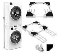 Kit superposition universel lave-linge sèche-linge - 6 tiges télescopiques 56-69 cm charge 3 kg plastique et acier inoxydable