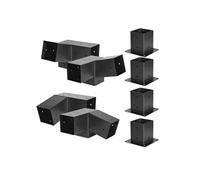 VEVOR Kit Support de Pergola, Lot de 8, Support de Poteau Bois 92x92 mm, Supports d'angle à 3 Voies, avec 4 Bases de Poteaux, pour Poutres Bois Standard à Toit Incliné, Banquet de Fête en Plein Air