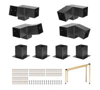 Kit Support de Pergola-VEVOR-Lot de 8-Support de Poteau Bois 92x92 mm-avec 4 Bases de Poteaux-Poutres Bois Standard à Toit Incliné
