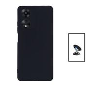 Kit Support Magnétique de Voiture + Coque Silicone Liquide pour Oppo A58 - Noir