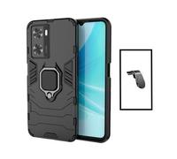 Kit Support Magnétique L Safe Driving Voiture + Coque 3x1 Military Defender Pour Oppo A57s - Noir
