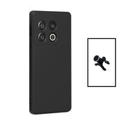 Kit Support Magnétique Renforcé de Voiture + Coque Silicone Liquide pour OnePlus 10T - Noir