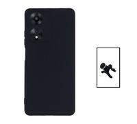 Kit Support Magnétique Renforcé de Voiture + Coque Silicone Liquide pour Oppo A58 - Noir